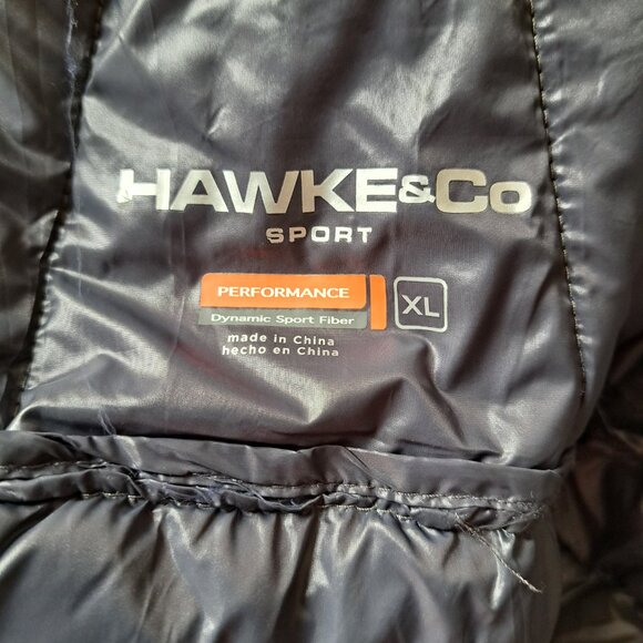 NWT Hawke & Co Men’s Featherless Fill Puffer lightweight hooded packable blue XL - Picture 10 of 11